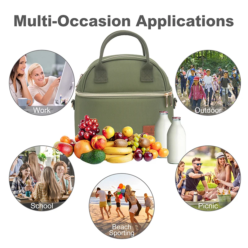 Custom Friendly Recycled Insulated Thermal Office Adult Ice Bags Food Cooler Handbag Waxed Canvas Lunch Bags