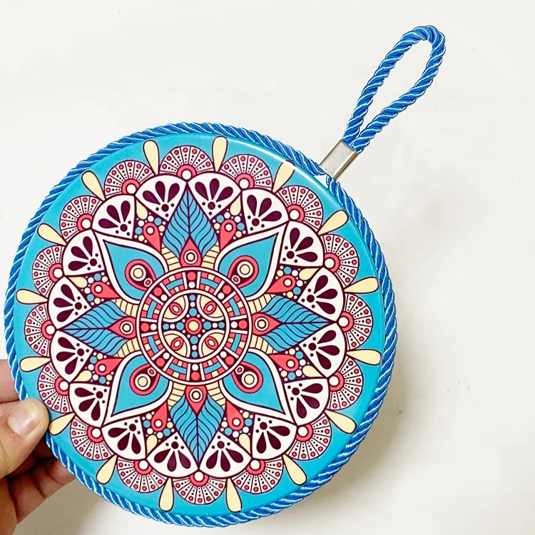 Bohemian Heat Resistant Boho Ceramic Trivet With String Mandala Kitchen Custom Sublimation Mats Ceramic Placemat With Rope