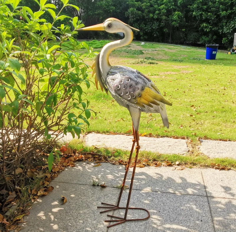 Для декоративного освещения заднего двора металлическая скульптура heron декоративное освещение на солнечной