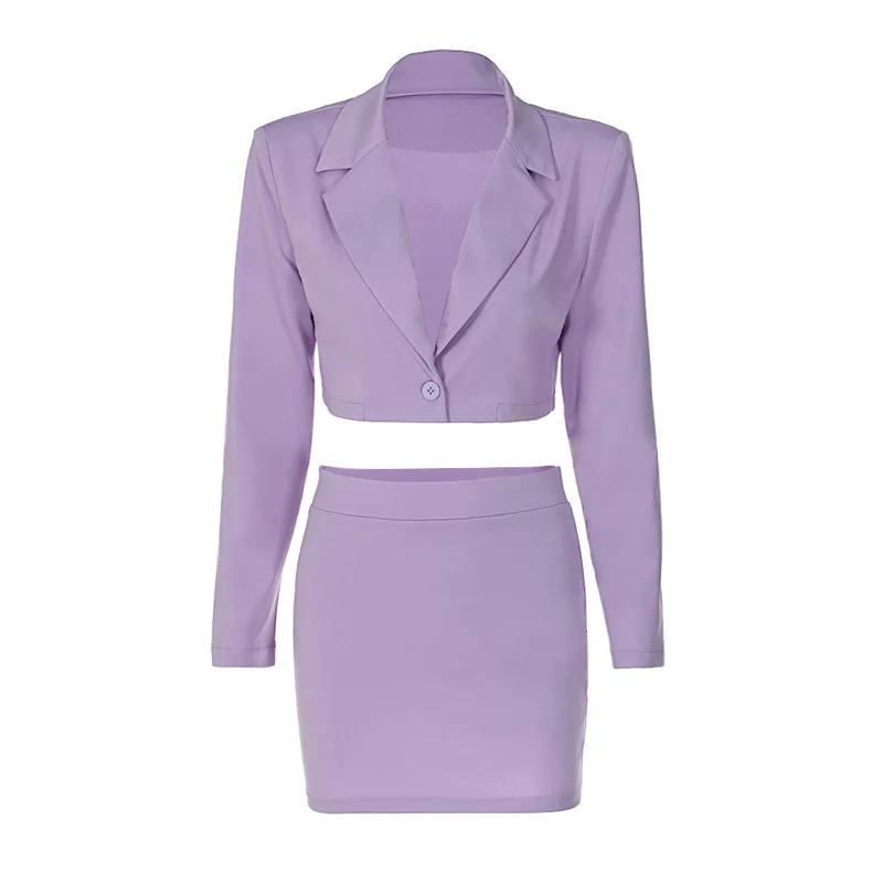 Fashion Formal Professional Short Suit Slim Fit Short Skirt Long Sleeve Women Suits Office Formal Dress Ladies Coat Dress Suits