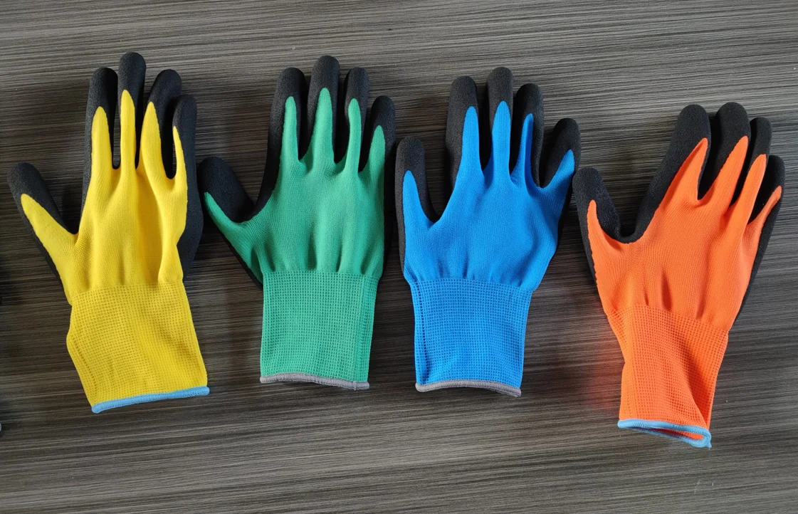 EN388 Polyester/Nylon Knitting Sandy Nitrile Coating NBR Gloves