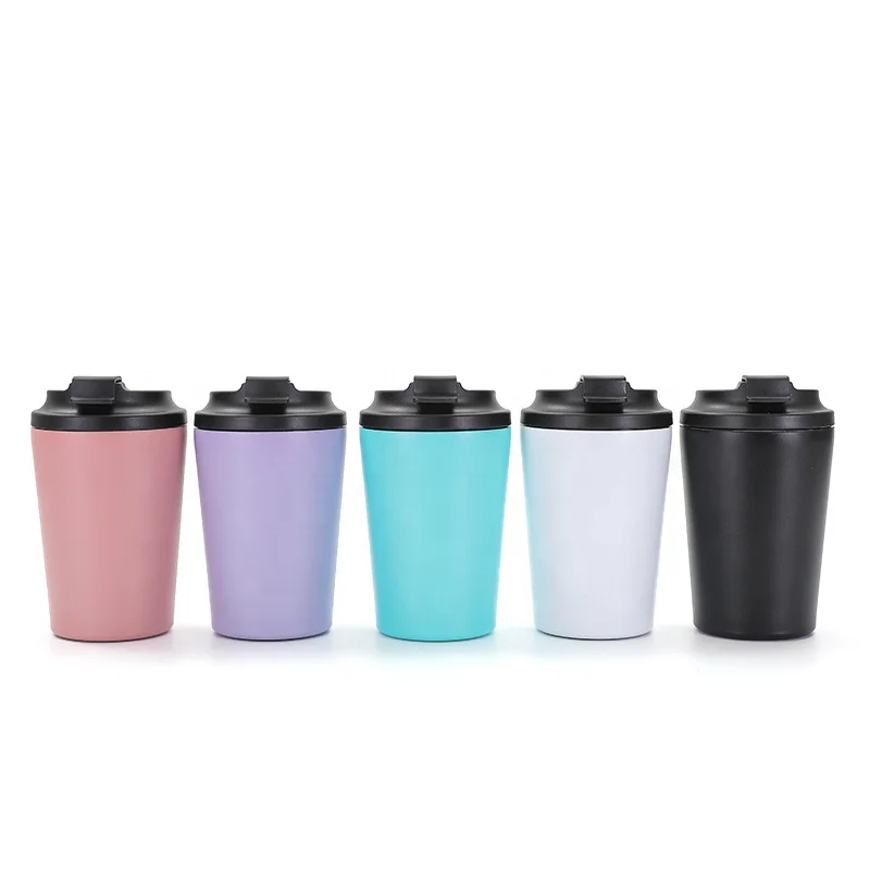 Wholesale 12oz 304 Stainless Steel Insulated Coffee Mug with Spill Proof Cover Portable Direct Drinking Car Cup Simple Gift