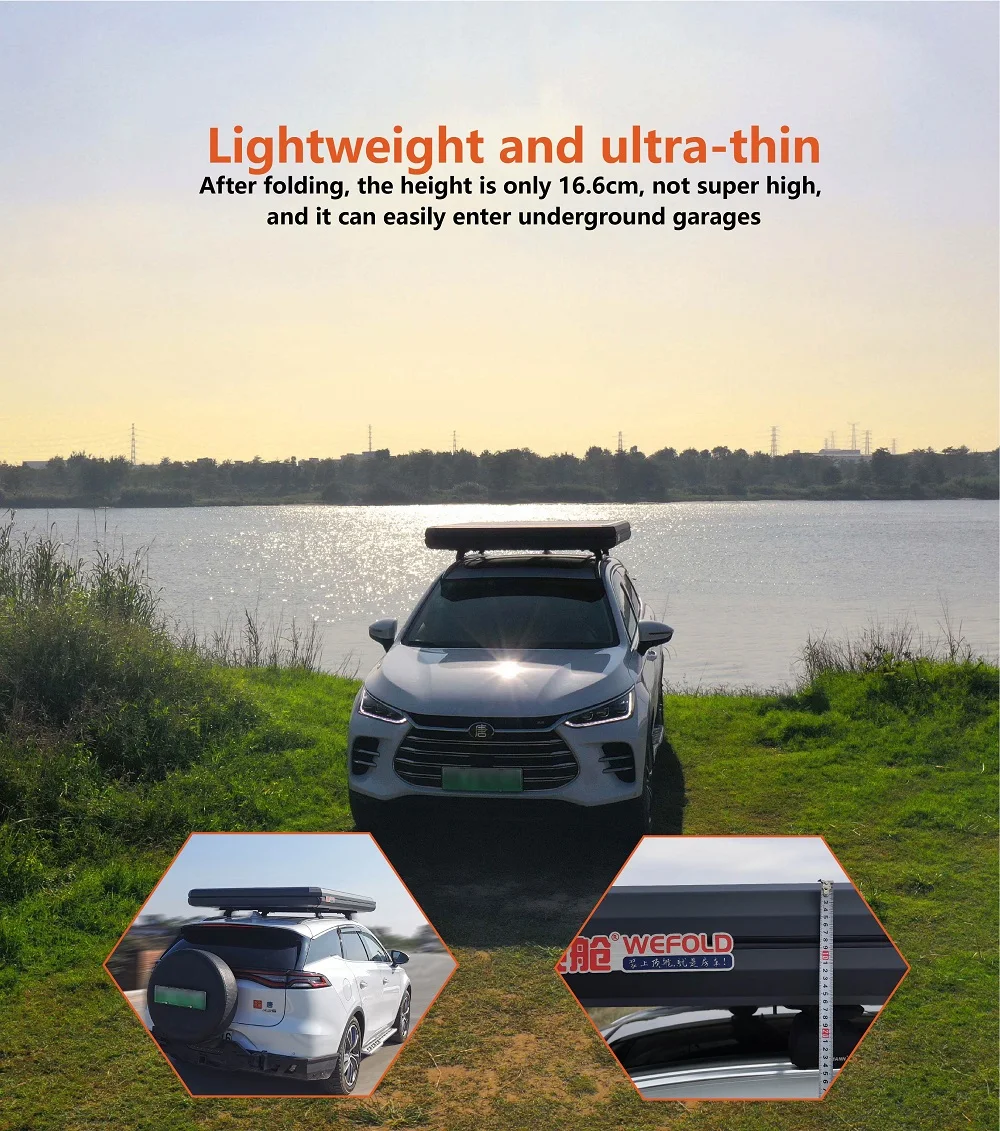 Solar Auto Electric Lifting Folding Camping Trailer Tent Hard Shell Aluminum Roof Top Tent for Car SUV MPV Pickup Truck RV