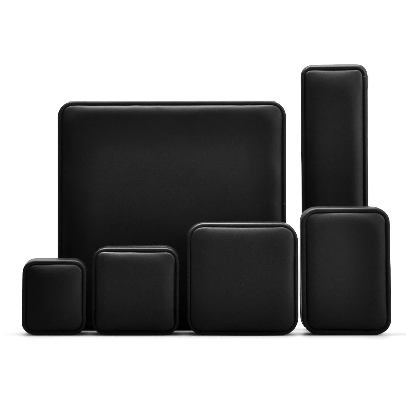 2022 Custom Ring Box Pedant Box High End Black PU Leather Jewelry Packaging Box with Logo