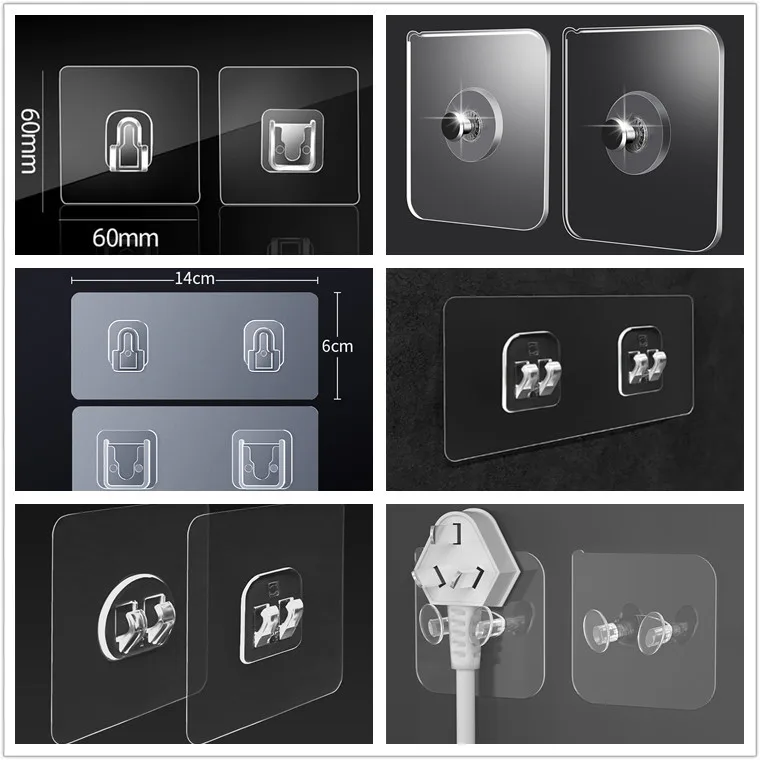 Factory wholesale custom traceless patch adhesive hook acrylic auxiliary adhesive sheet strong punch-free clip hook accessories