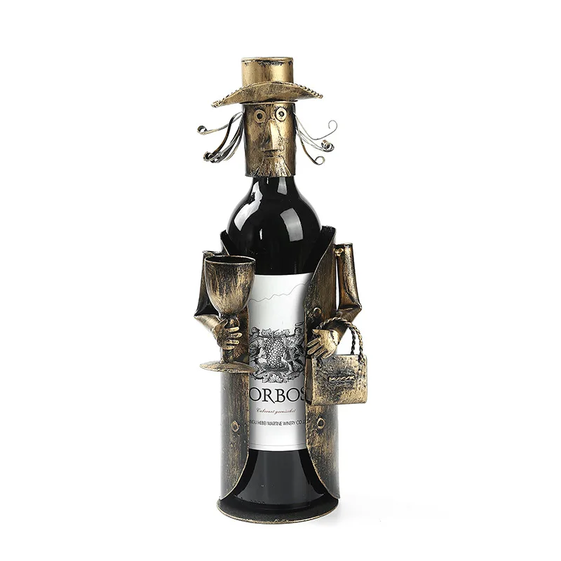 Metal Material European Creative Holder Figure Vintage Wine Rack
