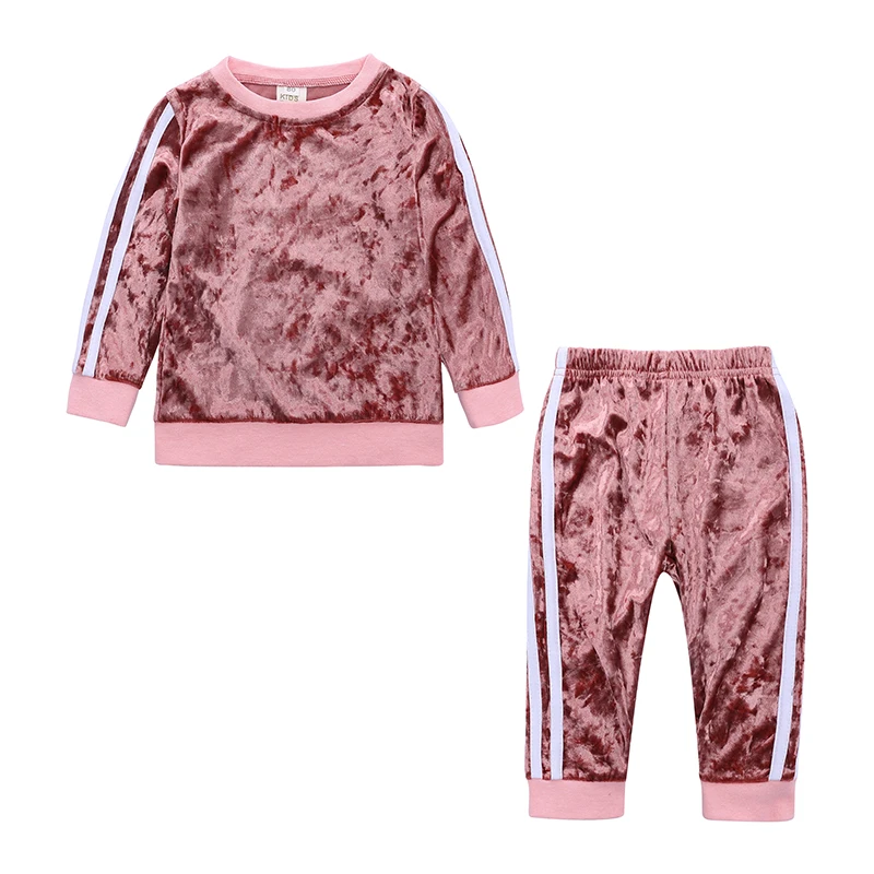 Autumn Winter Velvet Children 3 to 24 Months Zipper Infant Clothing Set Baby Outfit Boys Girls 2 pcs Baby Tracksuit Sweatshirt