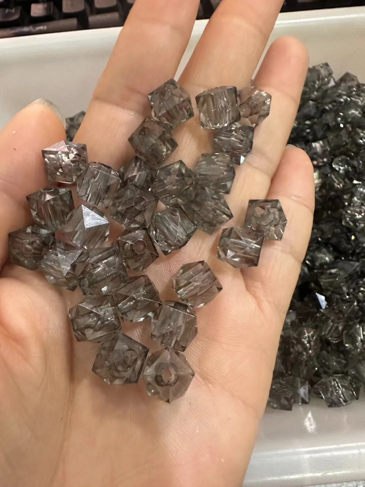 Handmade 10mm Transparent White Square Diamond Bead Braid Full Star DIY Colorful Bead Braid Acrylic Plastic Lucite Loose Beads