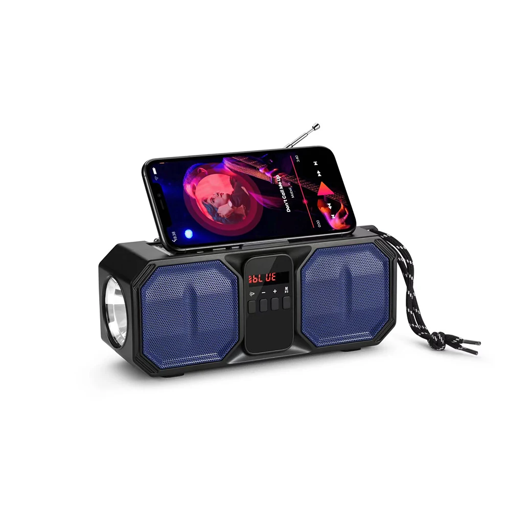 Creative solar powered outdoor speaker stereo with Fm radio,torch light,USB charging,convenient and durable