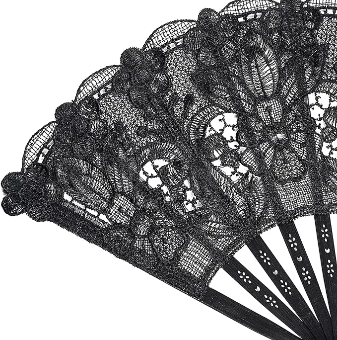 Luxury Fashion Hand Fans Wedding Lace Plastic Ribs Plastic Hand Fans For Sale