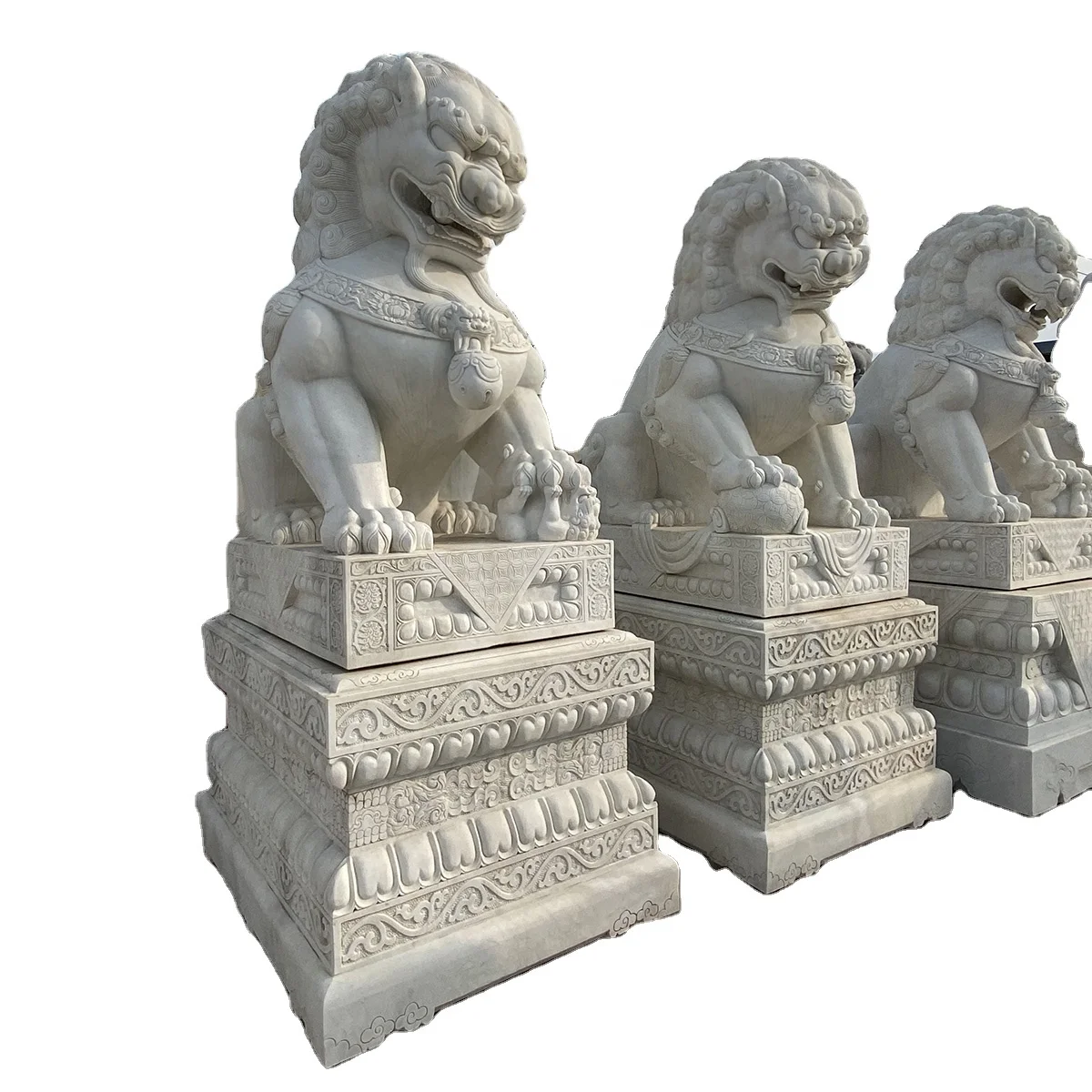 Famous marble sculpture hand carved foo dog statue life size fu dog statues