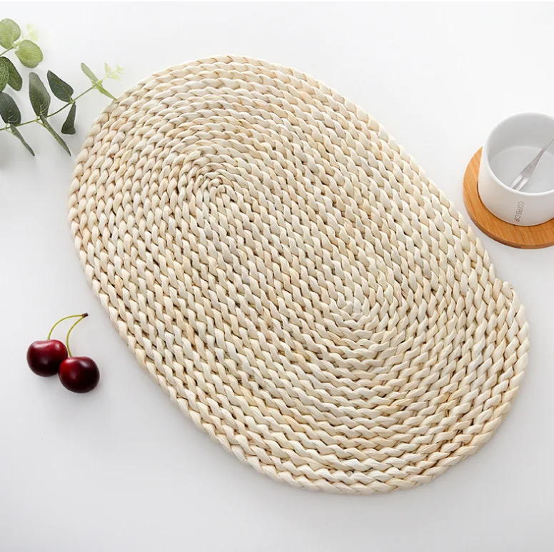 Настольный коврик ручной работы в японском стиле из натуральной соломы, кукурузной шелухи, теплоизоляционная подстилка, декоративный коврик
