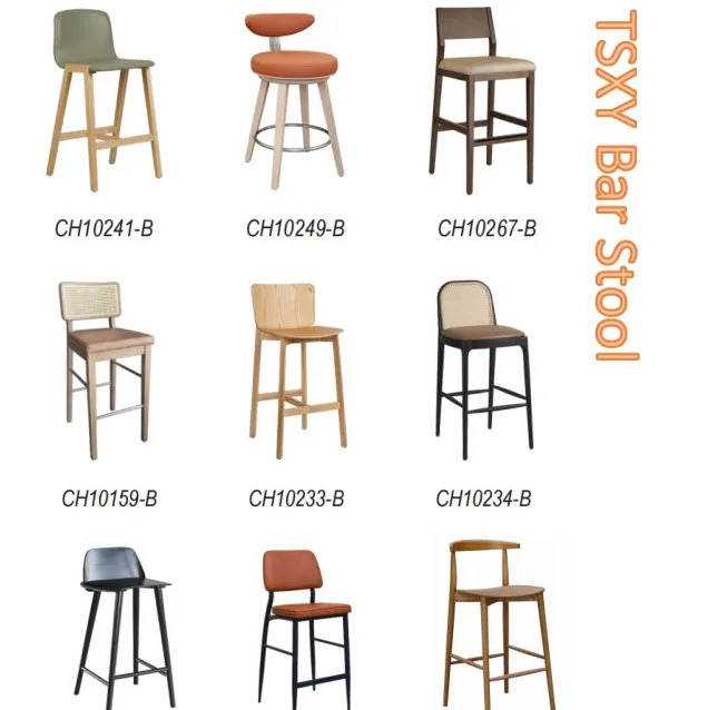 Hotel Restaurant Coffee Shop Furniture Light Luxury Modern Design Wooden Bar Stool Dining Hotel Room Chair