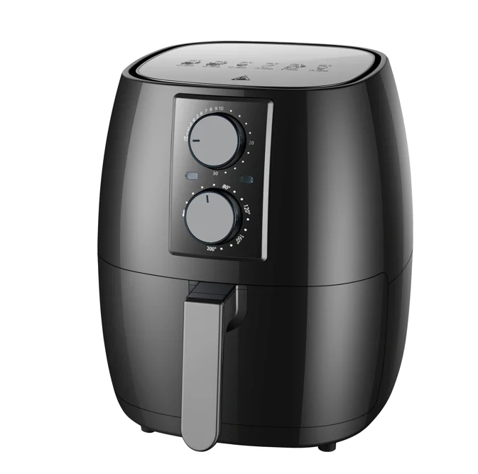 Adjustable Time And Temperature Fry With 98% Less Oil Family Size 4.7-Quart Black Air Fryer