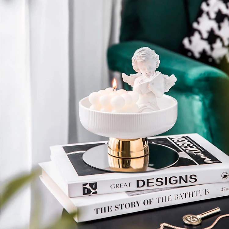 HY wholesale Ceramic fruit salad hotel restaurant tapas dessert plate luxury gold coating sublimation plates dining plate set