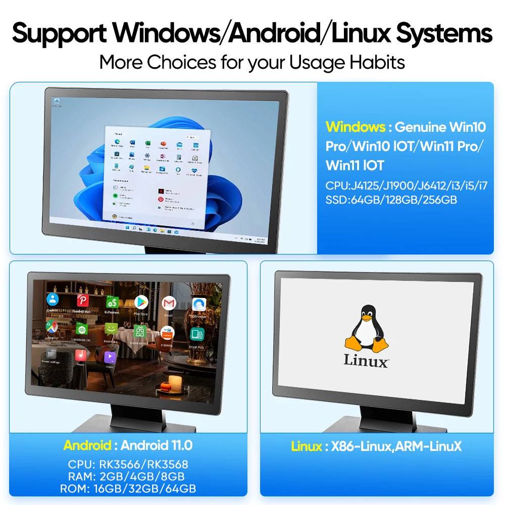 FYJ F2-6 15.6' All In One OEM Android Windows Cash Register Payment All-in-One Desktop PC Business Cash Register Pos System