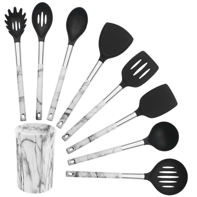 Kitchen Accessories 9 Piece Nylon Kitchen Tools Nylon Kitchen Utensils Set Marble Spooner