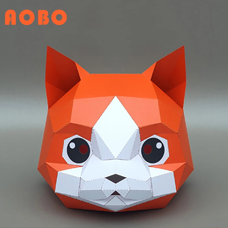  Недорогая Золотая одноразовая 3d маска для лица с животными сделай сам бумажный лист костюм вечеринки китайская голова животного Лев крутая цветная