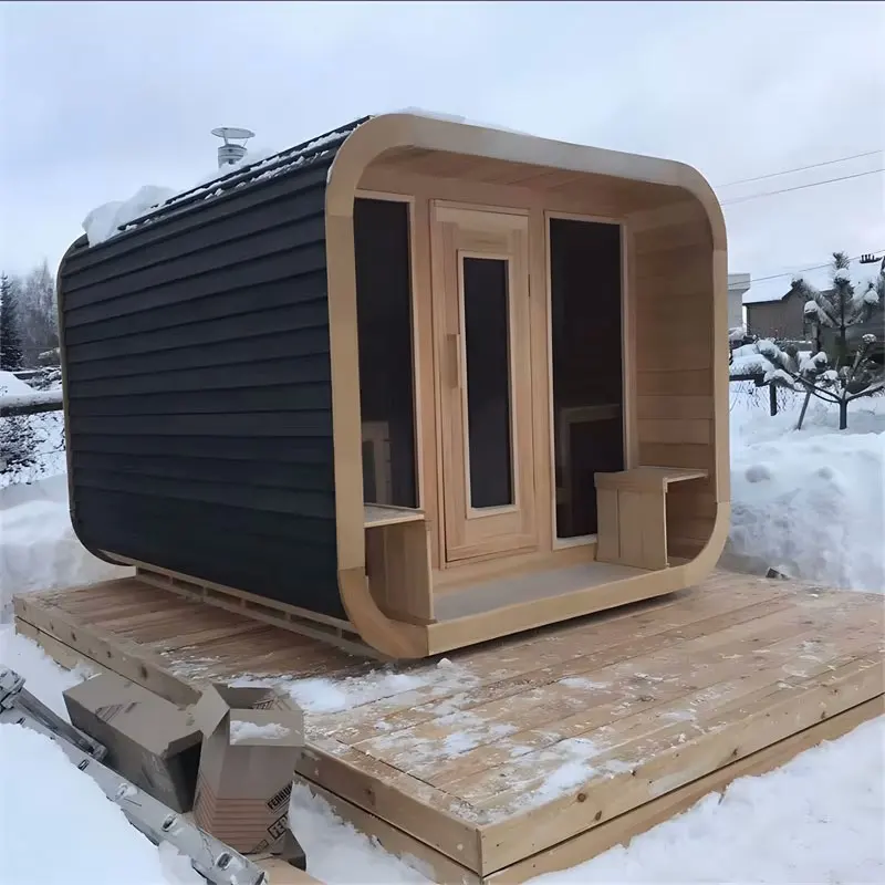 Luxury 6-Person Outdoor Traditional Steam Sauna Room With Canadian Cedar Wood