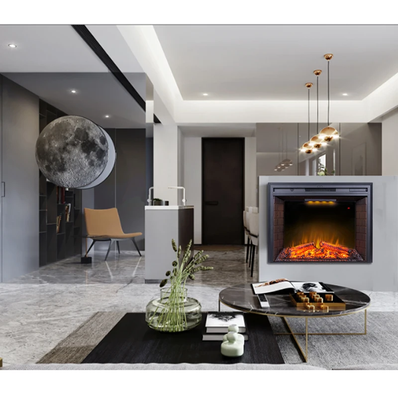 Black Electric Fireplace Insert,Fireplace Heaters with heater and Sound for indoor.