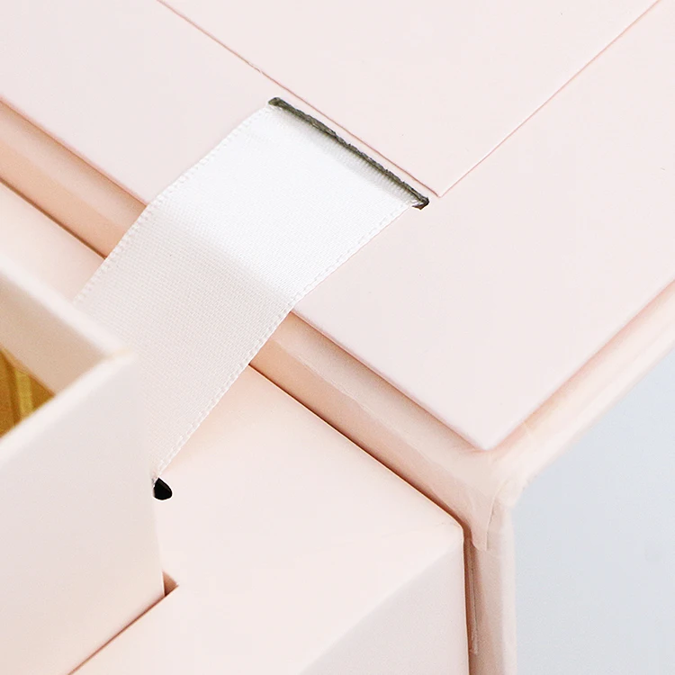 Customized Wholesale Black Pink Flower Jewelry Double Door Gift Box Lift Drawer Packaging Mirror Flower Gift Box