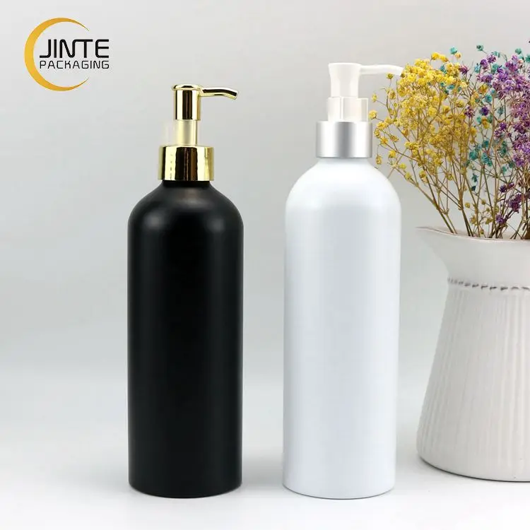 Hot Sales  Empty  Matte Black  Aluminum Bottle For Shampoo With Pump  500ml 300ml 400ml 750ml 1000ml