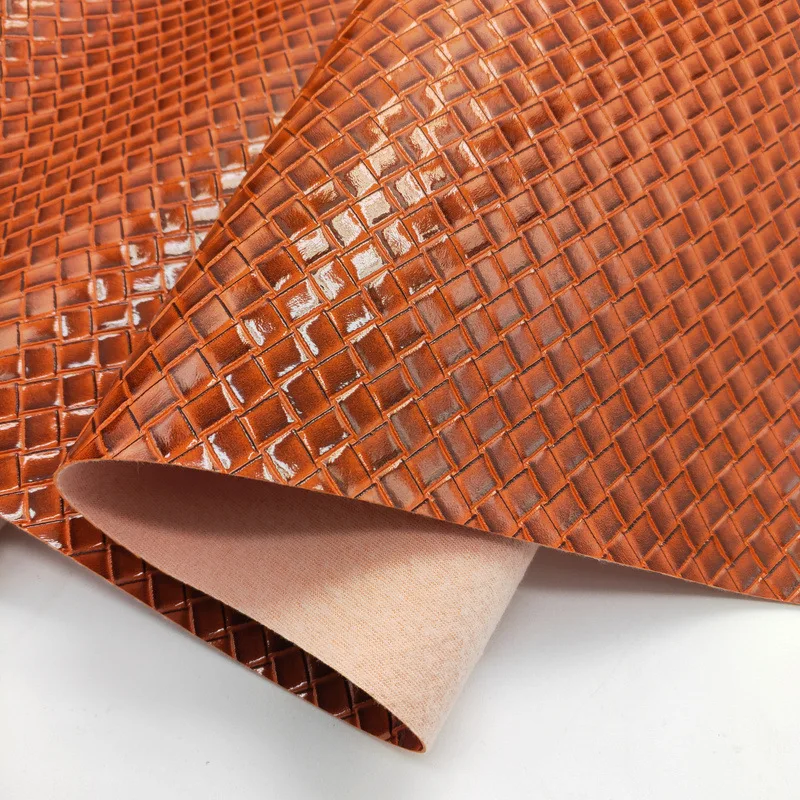 New PVC Weave pattern Emboss Vintage Two-tone color Knitting Artificial Faux Leather Fabric for Shoe, Jewel Pack, bag, Luggage,