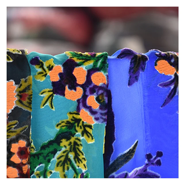 design velvet print burnout fabric for india customer Good Price