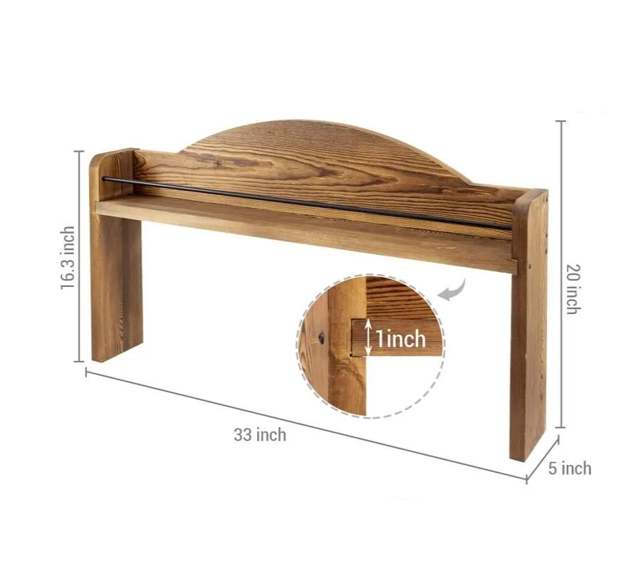 Stove Top Spice Rack Rustic Burnt Solid Wood and Industrial Black Metal Space Saving Over The Stovetop Range Storage Shelf