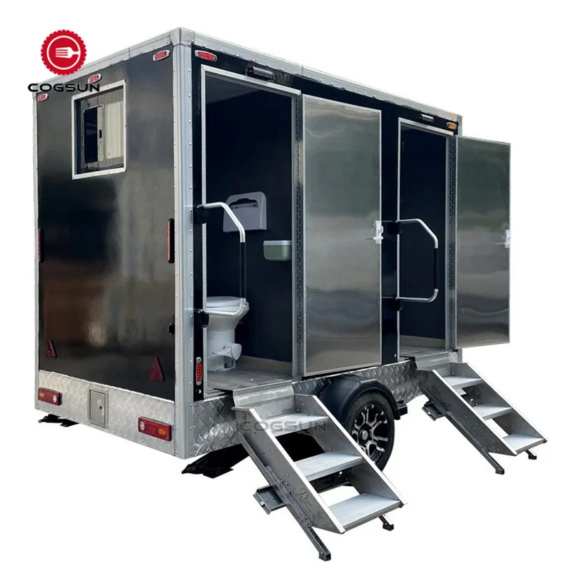 Outdoor Fiberglass Portable toilets Trailer Mobiele Draagbare Luxe Wc Trailer Voor Verkoop Restroom Trailers With Foldable steps