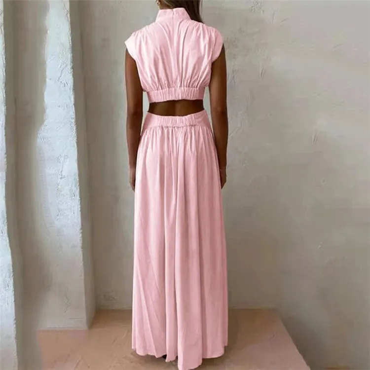 Best Sale Lady Sexy Hollow Out Long Dress Summer Blank Beach Maxi Ankle Dresses For Women Vintage Vesdios