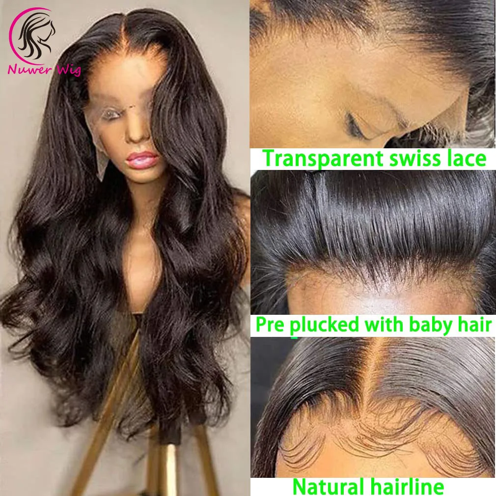 Body Wave 13x4 Transparent Lace Front Wigs Human Hair 180% Dentisy HD Frontal Wigs Pre Plucked with Baby Hair