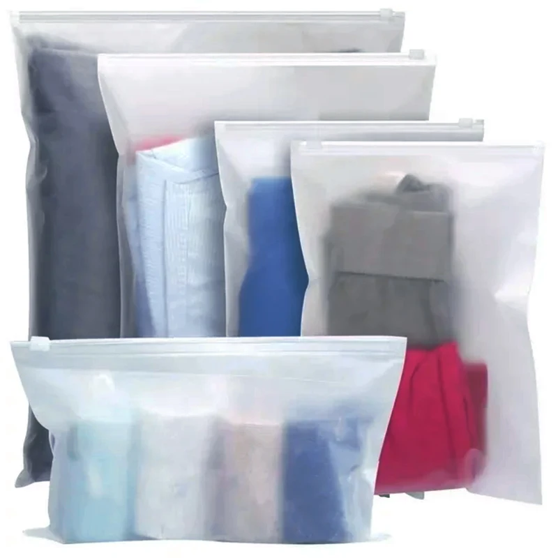Frosted Resealable Clothes Zip Lock Bag Waterproof Plastic Garment Storage Bag for Maternity Travel Space Saver Organizer Pouch