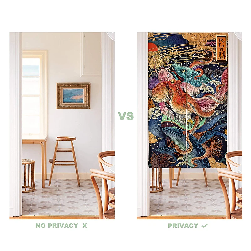  Японские льняные дверные занавески без рисунка Fengshui чернильная живопись Входная занавеска для ресторана кухни гостиной
