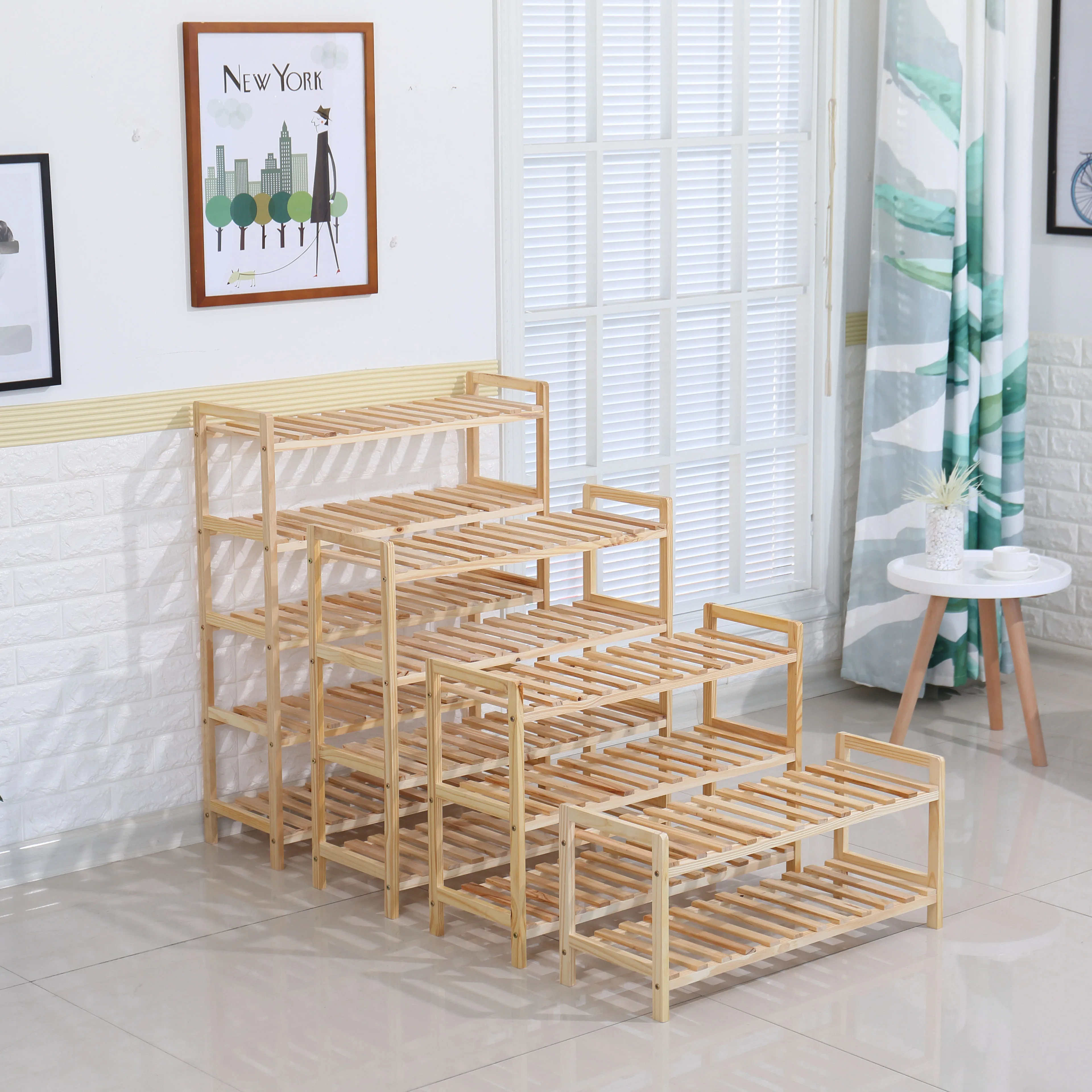 
Promotional High Quality 3tiers Wooden Rack Storage Shoe Racks 