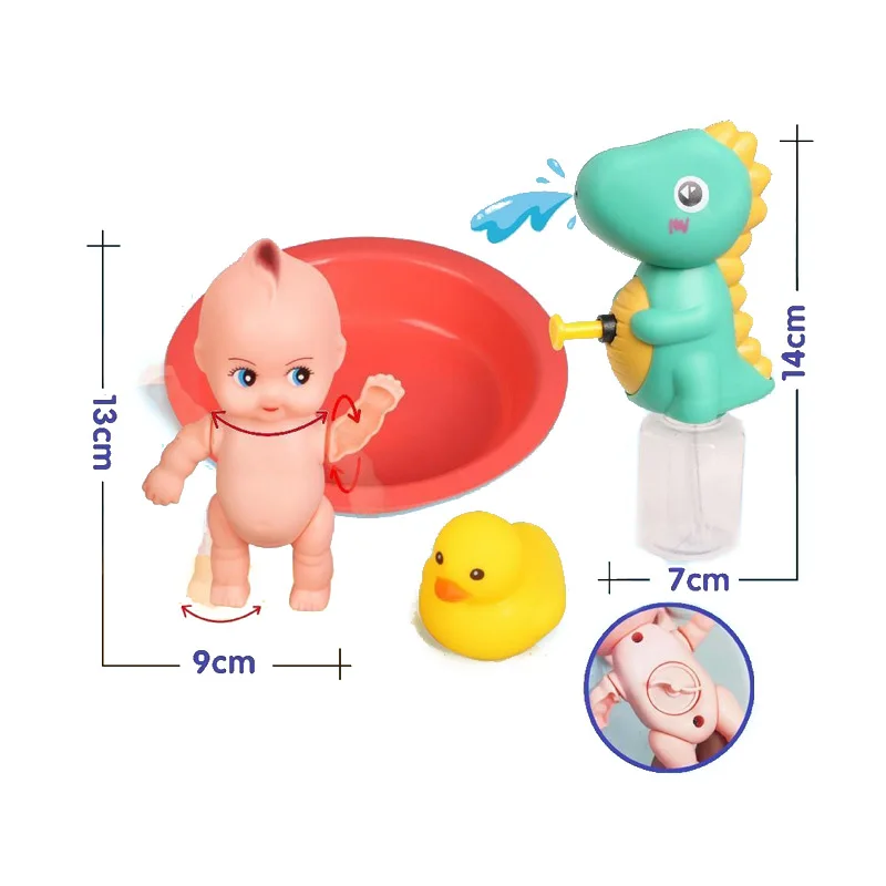 EPT Round Tub Water Gun Swimmer Set Baby Bath Toy Shower Small Kids Promotional Duck Animal Mini Plastic Bathtub Toys