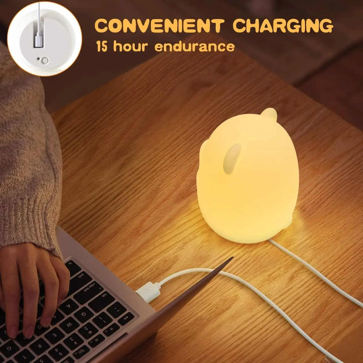 LED Nursery Night Lights for Kids USB Rechargeable Cute Animal Silicone Lamps with Touch Sensor or Remote Control
