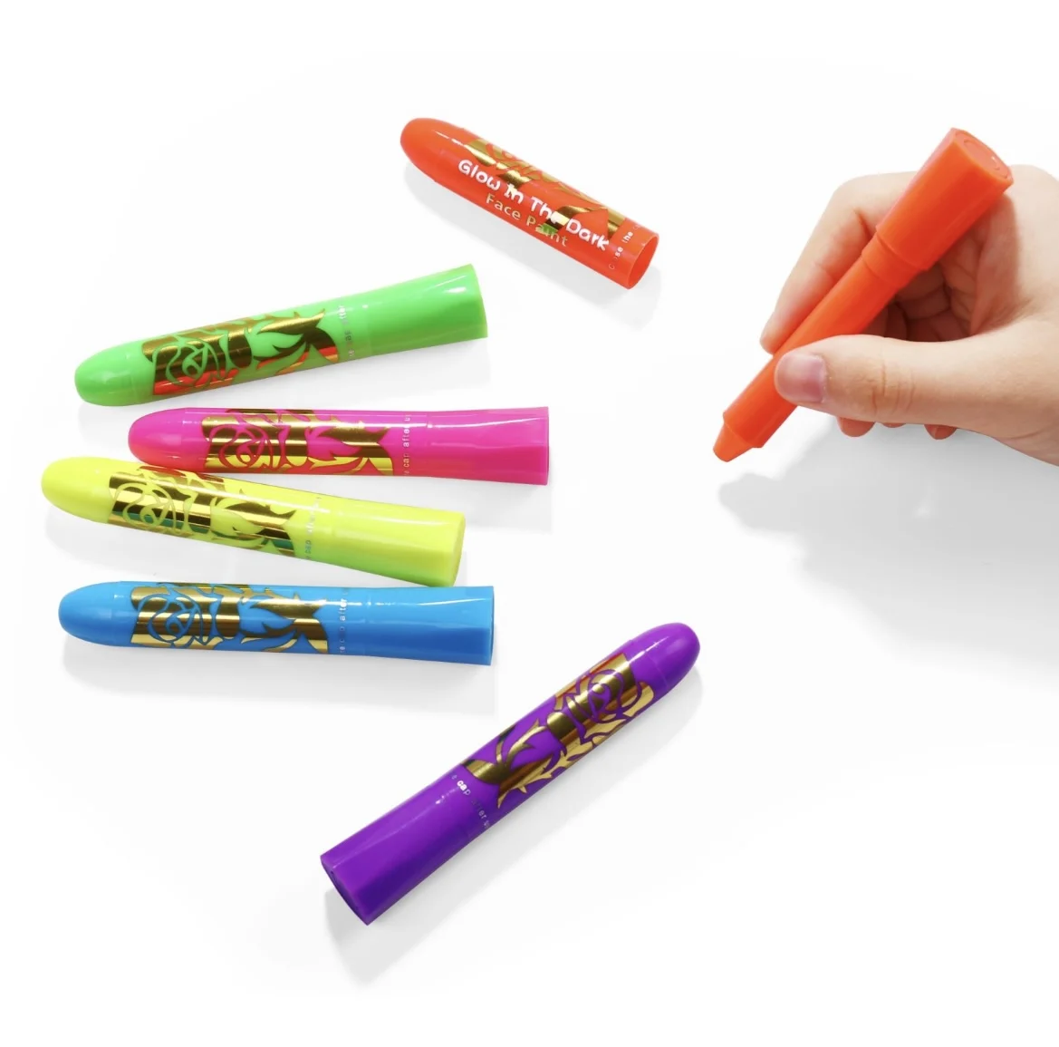 Best Price Factory Sale under UV glow light 6 colors glow in the dark  pigment face paint with  tattoo sticker