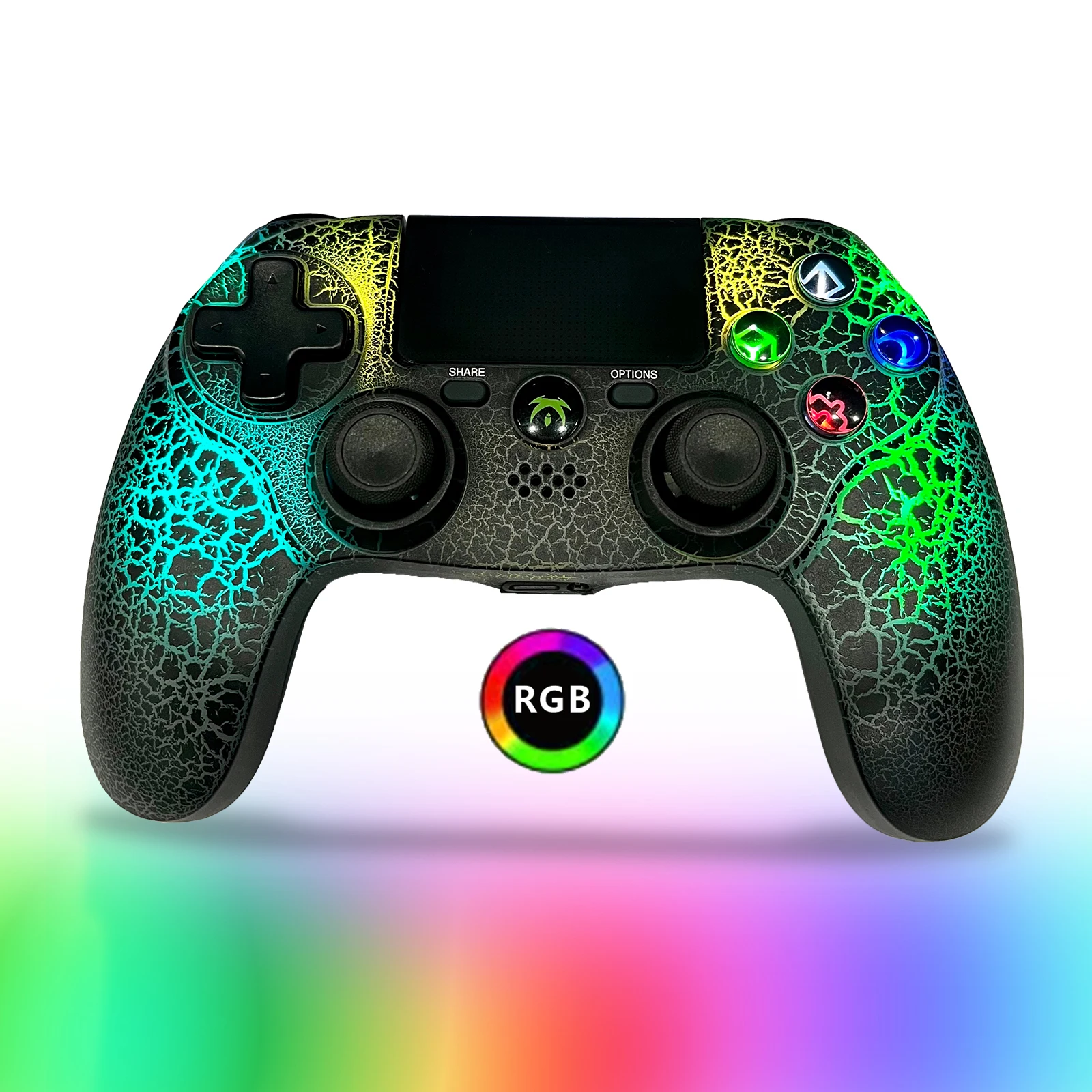 New Wireless 7 Colors RGB Lightening Gamepad Joystick Double Shock Game Controller for PS4 PS3 PC Console