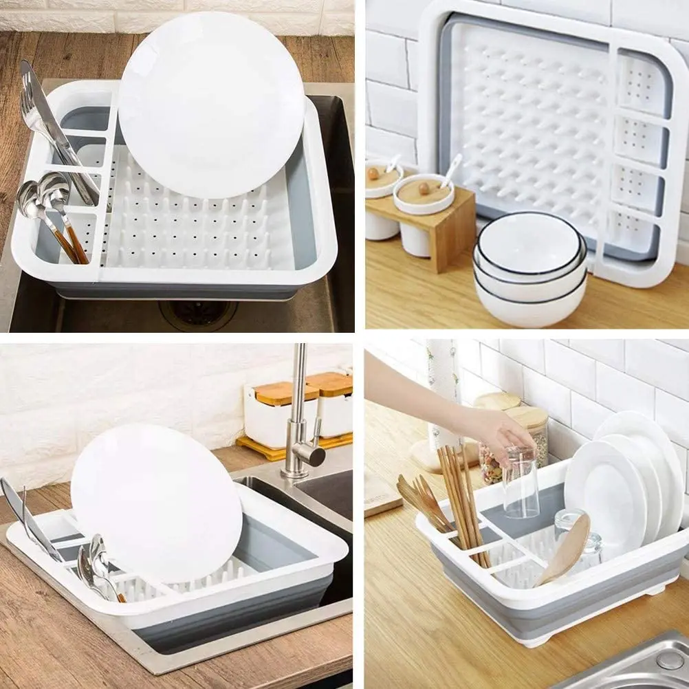 Wholesales Collapsible Dish Drying Rack Portable Dish Drainer Dinnerware Organizer Kitchen RV Campers Storage