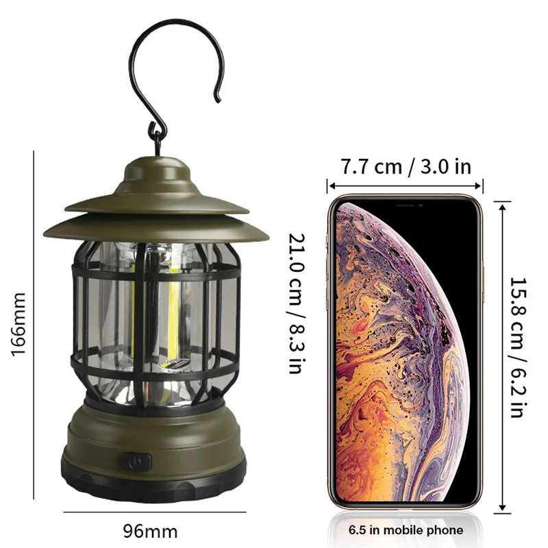 Outdoor Emergency Ultra Bright COB Tent Light with hook 3*AA battery LED Camping Lantern for Camping Hiking Fishing