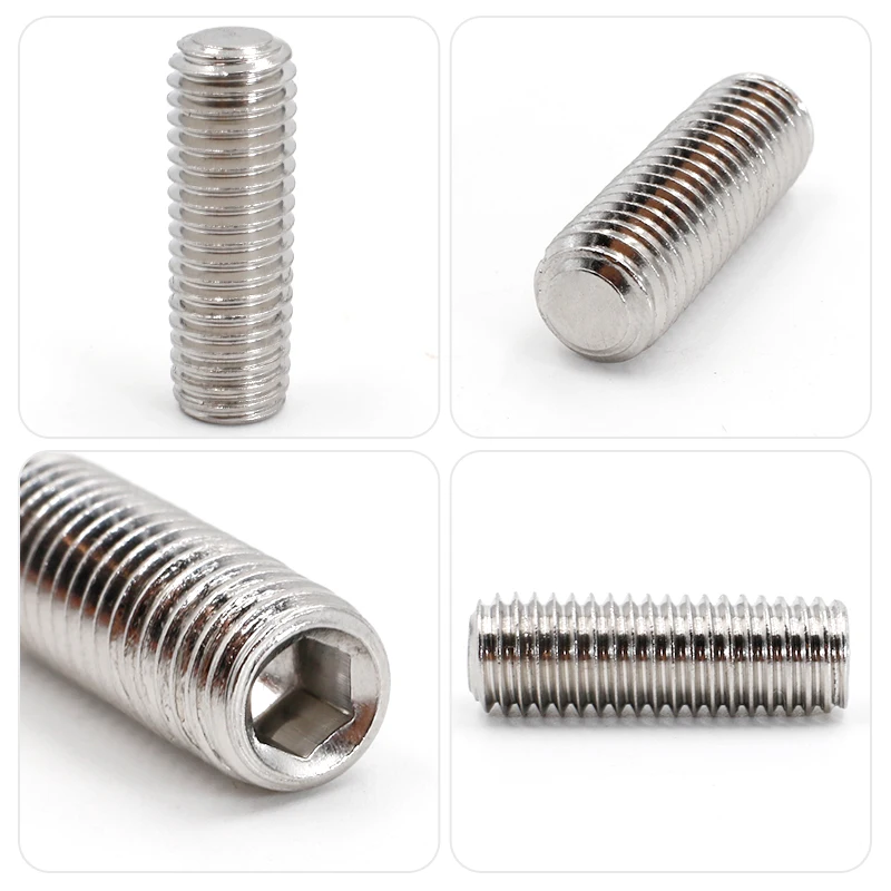 304 Stainless Steel Flat End Hex Socket Grub Headless Screw Set Screw for Door Handle