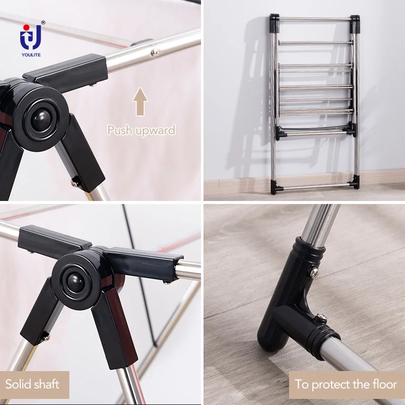 High Level Metal Home stainless steel laundry rack drying rack foldable clothes drying
