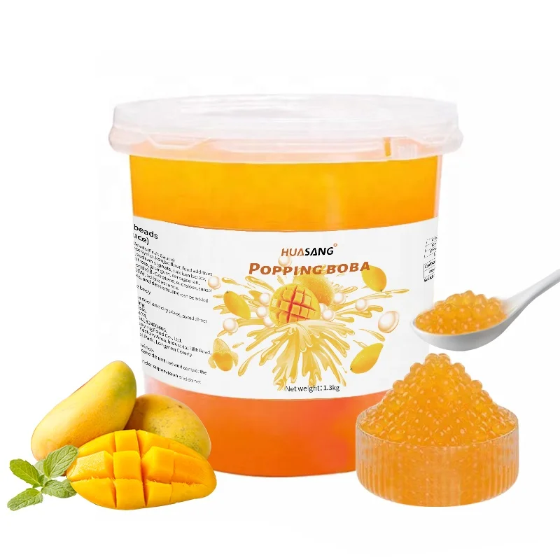 1.3kg instant mango flavour fruit juice balls bursting popping boba pop pearl for milk bubble tea ingredients cheap price