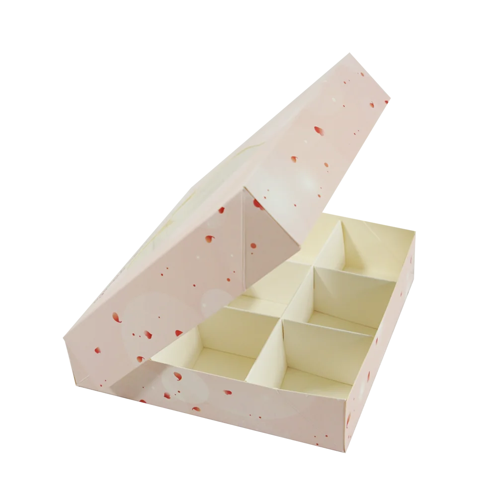 Insert Box Rose Pattern Chocolate Candy Dessert Packaging Box Pink Gradient with Window 9 Grid Food & Beverage Packaging Accept