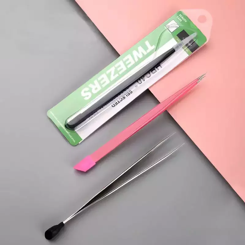 Wholesale Stainless Steel Nail Art Tool 2 In1 Nail Tweezers With Silicone Pressing Head For Nail Sticker & Rhinestones