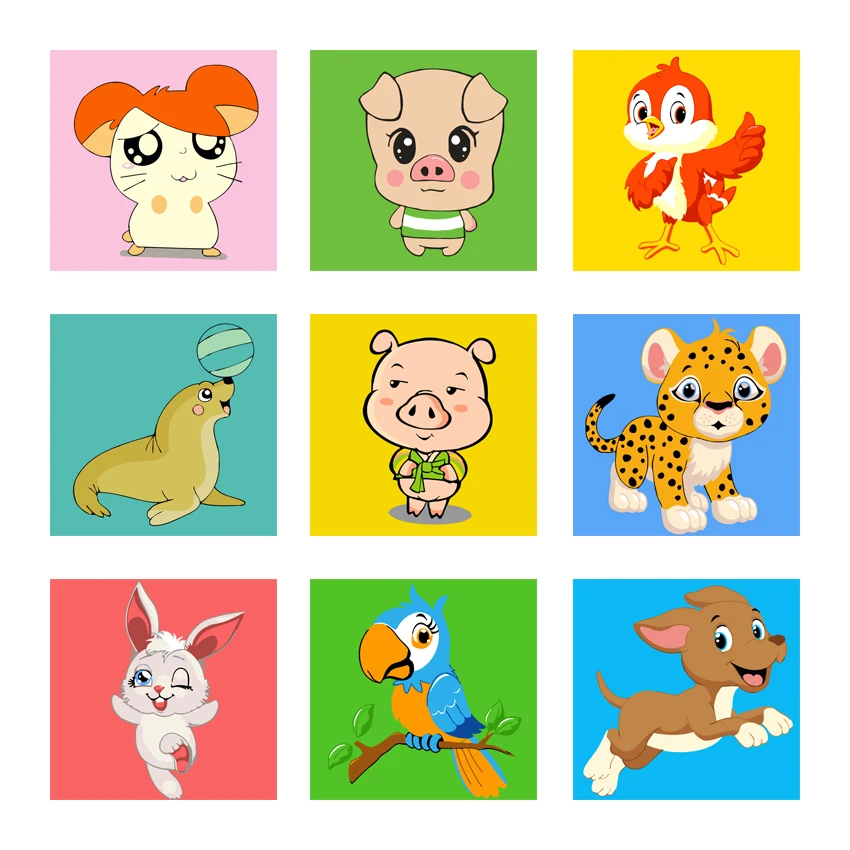 DIY Painting by Numbers 20x20cm Children Cartoon Framed Paint by Number Handpainted Kids Painting Artwork Gift with Frame Kits