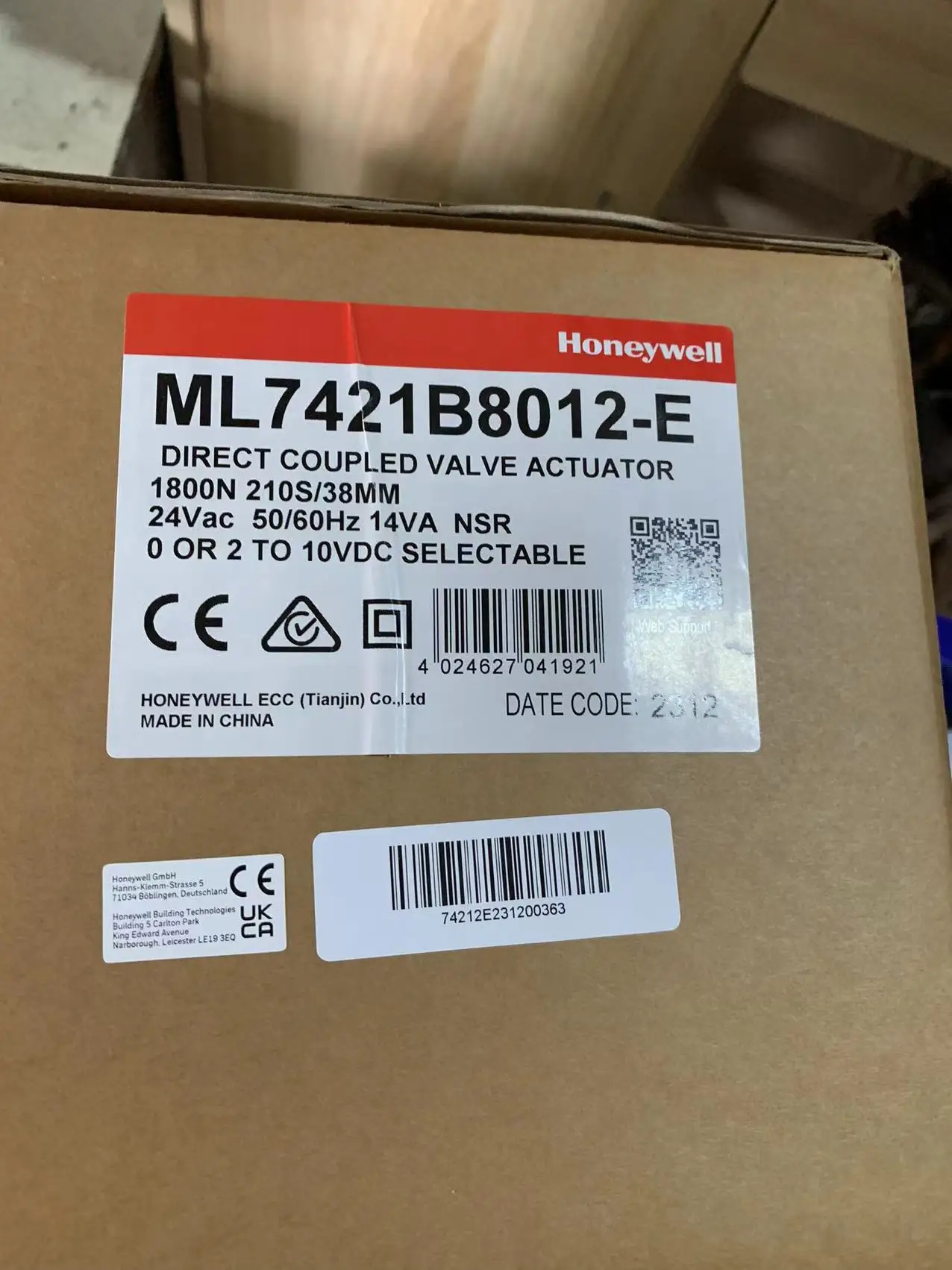 Honeywell ML7421B8012-E модулирование линейного управления приводом прямого сцепленного клапана привод 135 LBF 3/4 дюймов ход 24V 1800N