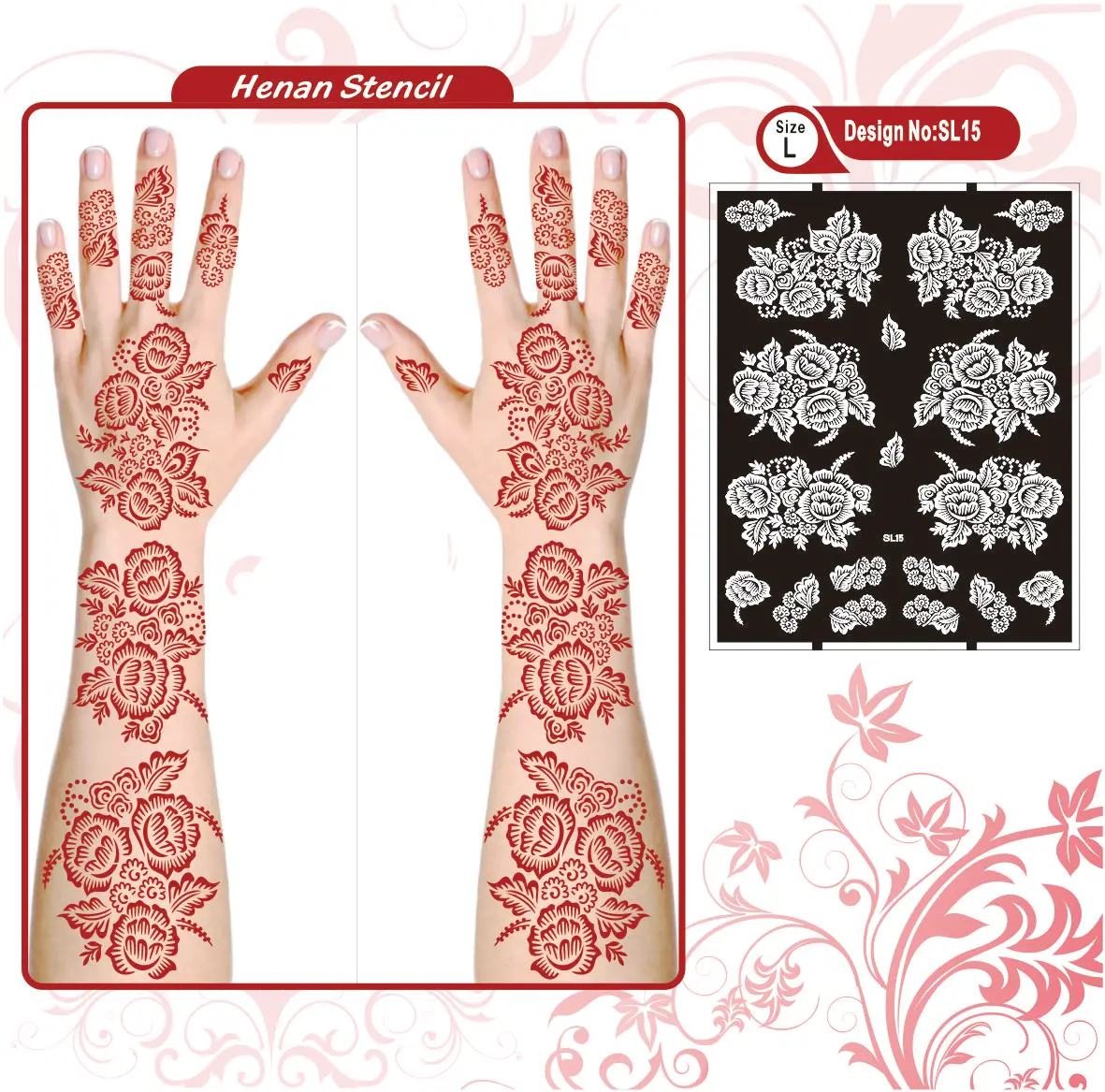 Large Size Temporary Tattoo Stencils Indian Arabian Henna Tattoo Stencils Glitter Airbrush Tattoo Stickers for Women   Girls