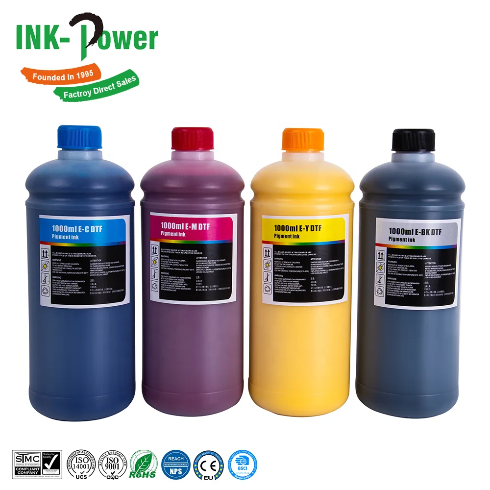 INK-POWER 1000ml DTF Tinta Encre Bottle Color Ink Inkt for Epson L805 L1800 L1300 4720 R2400 DX5 I3200 XP600 TX800 8550 Printer
